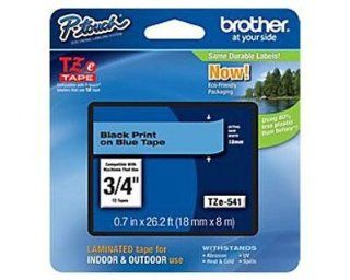Brother Part# TZe 541 Label Tape (OEM) 3/4" Black on Blue: Office Products