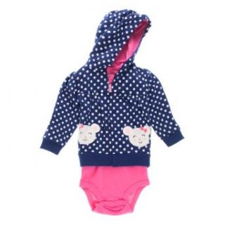 Carter's Babygirls 'Polka Dot Mouse' 3 Piece Zip Up Hoodie and Pants Set 9M Blue: Infant And Toddler Pants Clothing Sets: Clothing