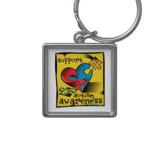Autism Awareness Heart Puzzle Pieces Keychains