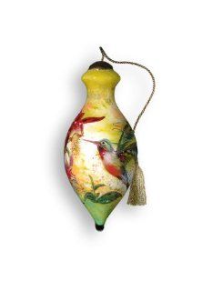4" Ne'Qwa "Hummingbird" Hand Painted Mouth Blown Glass Christmas Ornament #543   Decorative Hanging Ornaments