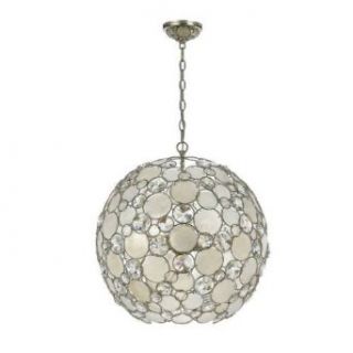 Crystorama Lighting Group 529 SA Palla 6 Light Globe Chandelier with Natural White Capiz Shell and Hand Cut Cryst, Antique Silver   Ceiling Pendant Fixtures  