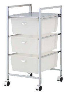 Professonal 3 White Drawers Rolling Storage Cart W/square Frame and 4 Casters. 12.6" W X 15.15" D X 30" H.   Storage Drawer Units