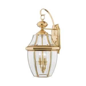 Filament Design 2 Light 11.50 in. Outdoor Polished Brass Clear Glass Wall Mount Light CLI GH8009147