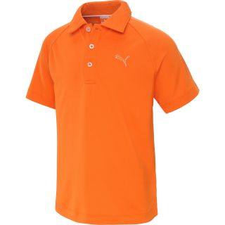 PUMA Boys Solid Tech Short Sleeve Golf Polo   Size: Small, Orange
