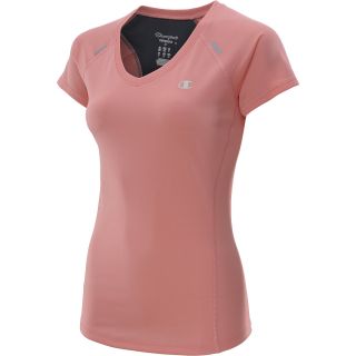 CHAMPION Womens PerforMax Short Sleeve T Shirt   Size Large, Pink/grey
