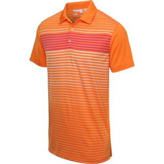 PUMA Mens Engineered Stripe Tech Short Sleeve Golf Polo   Size Xl, Orange