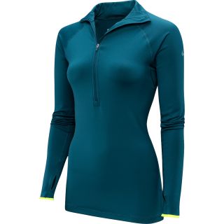 NIKE Womens Pro Hyperwarm Tipped 1/2 Zip Shirt   Size: Medium, Sea/teal