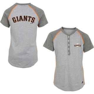 adidas Youth San Francisco Giants Base Hit Henley Short Sleeve T Shirt   Size: