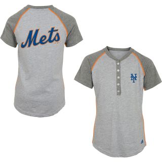 adidas Youth New York Mets Base Hit Henley Short Sleeve T Shirt   Size: Small