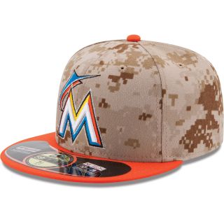 NEW ERA Mens Miami Marlins Memorial Day 2014 Camo 59FIFTY Fitted Cap   Size 7.
