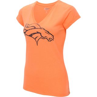 G III Womens Denver Broncos Neon V Neck Short Sleeve T Shirt   Size Medium,
