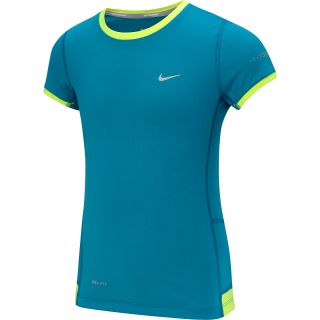 NIKE Girls Miler Running Shirt   Size: Large, Tropical Teal/volt
