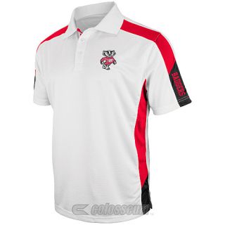 COLOSSEUM Mens Wisconsin Badgers Bracket Polo   Size: Small, White