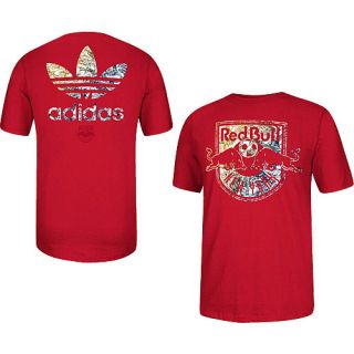 adidas Mens New York Red Bulls Athletic Short Sleeve T Shirt   Size Large, Red