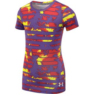 UNDER ARMOUR Girls HeatGear Sonic Printed Short Sleeve Top   Size: Small,