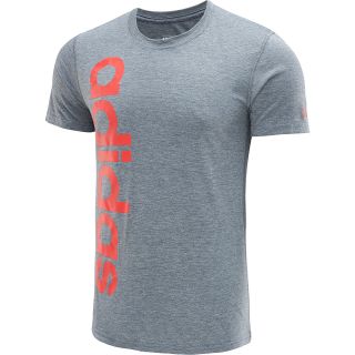 adidas Mens Linear Logo Short Sleeve T Shirt   Size: Small, Dk.grey Heather