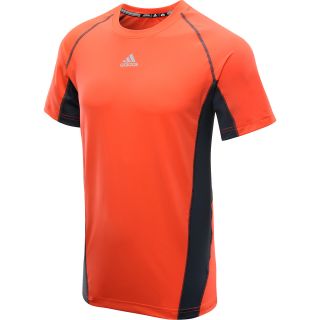 adidas Mens TechFit Fitted Short Sleeve Top   Size: Medium, Infrared/onix