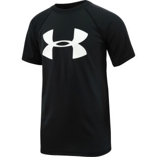 UNDER ARMOUR Boys Big Logo Tech T Shirt   Size Small, Black/white