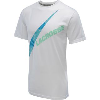 NIKE Mens Swoosh Short Sleeve Lacrosse T Shirt   Size: 2xl, White/dk Grey