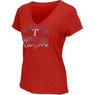 G III Womens Texas Rangers Football Logo V Neck Short Sleeve T Shirt   Size: