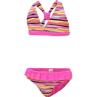 LAGUNA Girls Lucky Stripe 2 Piece Swimsuit   Size 8, Pink