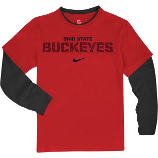 NIKE Youth Ohio State Buckeyes Dri FIT 2 Fer Long Sleeve T Shirt   Size: Large,