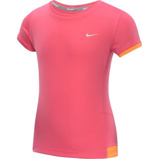 NIKE Girls Miler Running Shirt   Size Medium, Dynamic Pink/citrus