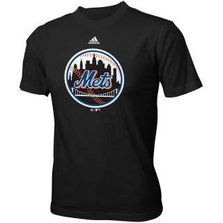 adidas Youth New York Mets Team Logo Short Sleeve T Shirt   Size: Medium, Black