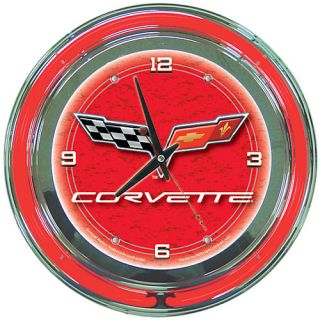 Trademark Global Corvette C6 Neon Clock   14 inch Diameter   Red (GM1400R C6 