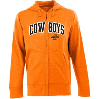 Antigua Mens Oklahoma State Cowboys Full Zip Hooded Applique Sweatshirt   Size