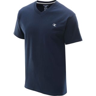 CHAMPION Mens Authentic Jersey V Neck Short Sleeve T Shirt   Size: Large, Navy