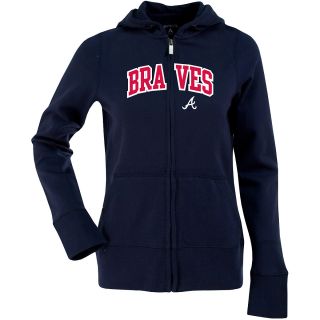 Antigua Womens Atlanta Braves Signature Hood Applique Full Zip Sweatshirt  