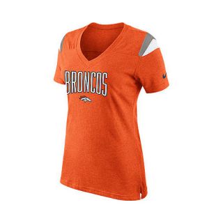 NIKE Womens Denver Broncos Fan Wordmark V Neck Short Sleeve T Shirt   Size: