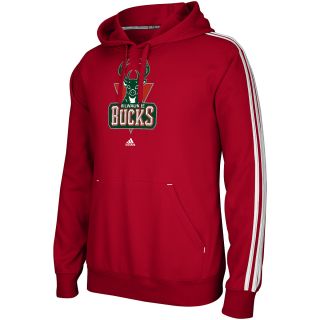 adidas Mens Milwaukee Bucks Primary Logo 3 Stripe Hoody   Size: Large, Red