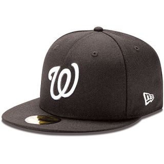 NEW ERA Mens Washington Nationals 59FIFTY Basic Black and White Fitted Cap  