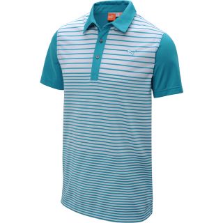 PUMA Mens Yarn Dyed Stripe Golf Polo   Size: Large, Bluebird