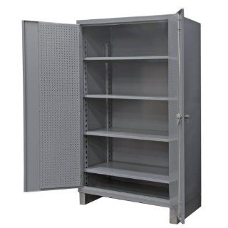 Durham Extra Heavy Duty Welded 12 Gauge Steel Pegboard and Shelf Cabinet, HDCP246078 4S95, 1650 lbs Shelf Capacity, 24" Length x 60" Width x 78" Height, 4 Shelves, Gray Powder Coat Finish Science Lab Safety Storage Cabinets Industrial &