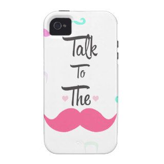 Funny Girly Talk To The Mustache Bright Pink Heart Vibe iPhone 4 Case