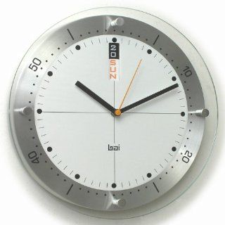 Bai Timemaster Brushed Aluminum Day & Date Wall Clock, Black   Modern Wall Clock