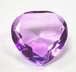 Glass Diamond Heart Jewel Paperweight  Light Purple (Amethyst) (80mm) : Office Desk Bookends : Office Products
