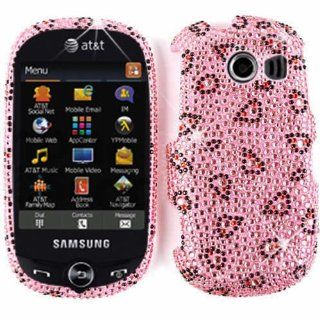 Pink Leopard Pattern Diamond Bling Stones Snap on Cover Faceplate for Samsung Flight II a927: Cell Phones & Accessories