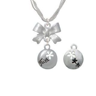 Faith Disc with Cutout Flower Emma Bow Necklace [Jewelry]: Pendant Necklaces: Jewelry