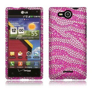 LG Lucid 4G VS840 Pink/Hot Pink Zebra Full Diamond: Cell Phones & Accessories