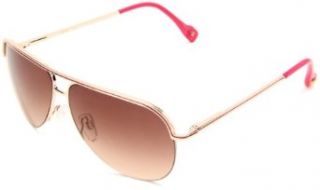 Jessica Simpson Women's J554 GLDPK Aviator Sunglasses,Gold & Pink Frame/Brown To Pink Gradient Lens,One Size: Clothing