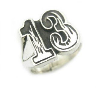 Sterling Silver Lucky 13 Ring With Flames: Jewelry Products: Jewelry