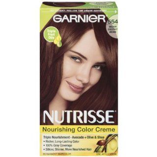 Garnier Nutrisse Permanent Haircolor, 554 Medium Chestnut Brown : Chemical Hair Dyes : Beauty