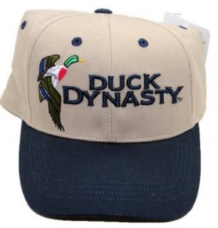 Duck Dynasty Tan Cap with Navy Bill Mallard logo Hat Adjustable Back Fits All Clothing