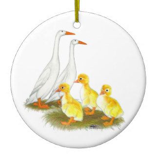 White Runner Duck Family Christmas Tree Ornaments