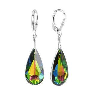 SCER544 Sterling Silver Vitral medium Crystal Earrings Made with Swarovski Elements: Dangle Earrings: Jewelry