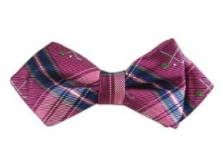 100% Silk Woven Fuschia Nicklaus Plaid Diamond Tip Self Tie Bow Tie at  Mens Clothing store